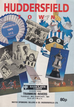 Huddersfield Town v Tranmere Rovers Match Programme 1991-02-26